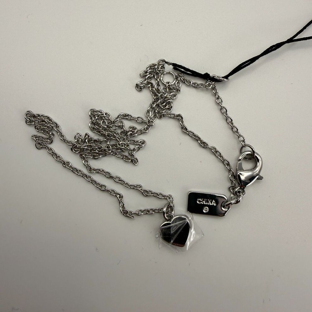 New Coach Heart Pendant Necklace Silver Chain 17" C Monogram with Dust Bag - Picture 10 of 13